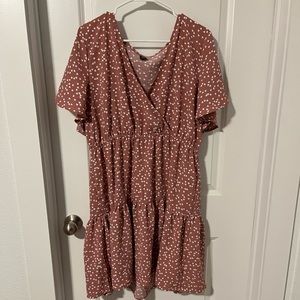 SHEIN 2XL heart print pink tiered dress